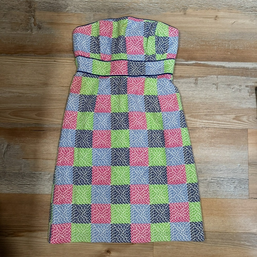 Vineyard Vines strapless dress patchwork whale